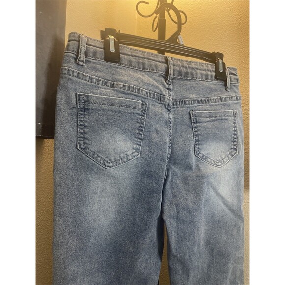 Shein Flared Denim Jeans Size 12 Y Blue High Rise Medium Wash 5-Pocket - Picture 5 of 6